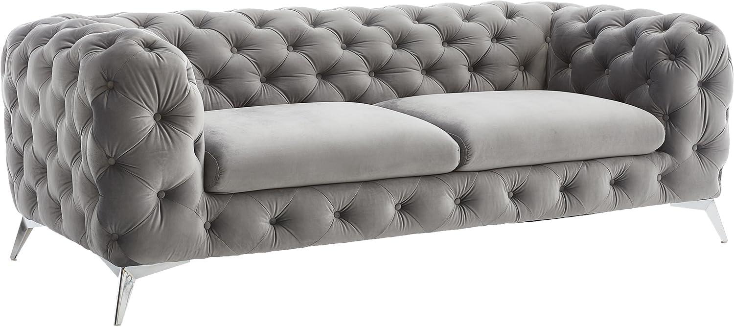 Couch Corleone 225x97 cm Samt Grau 3-Sitzer Sofa Bild 1