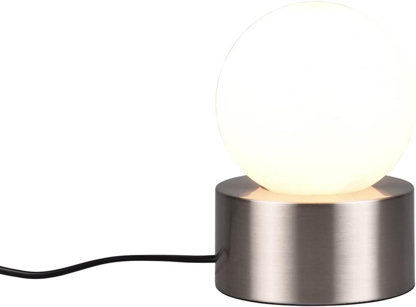 LED Tischleuchte mit Touch-Funktion, Glasschirm Weiß, Silber Ø 12cm Bild 1