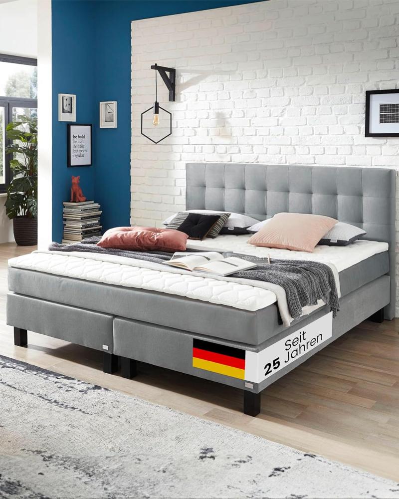 Boxspringbett Rockstar® Limited Edition II Boxspringbett 180x200 cm in Hellgrau und Härtegrad H2 Bild 1