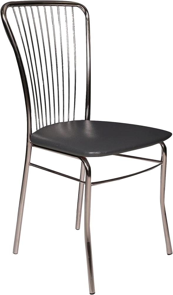Dmora Moderner Stuhl aus Kunstleder, für Esszimmer, Küche oder Wohnzimmer, cm 45x45h93, Farbe Grau Bild 1