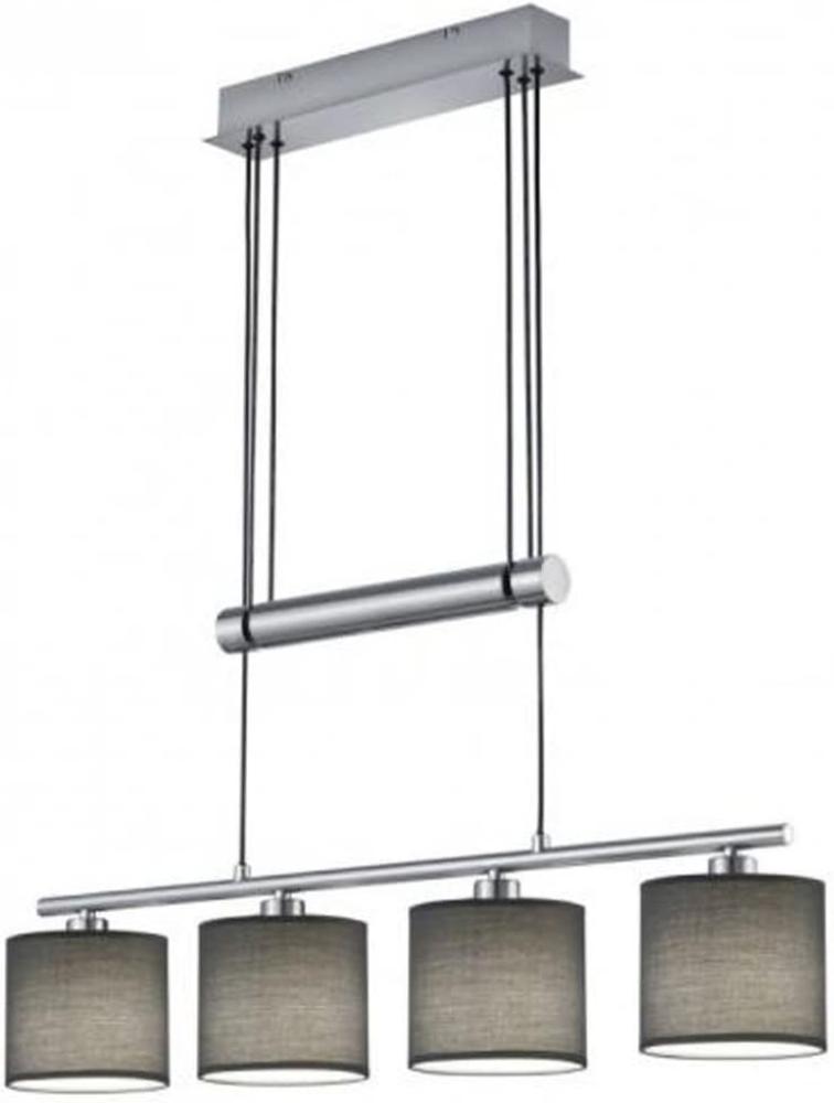 4 flammige LED Balken Pendelleuchte mit Stoffschirmen in Grau - höhenverstellbar Bild 1