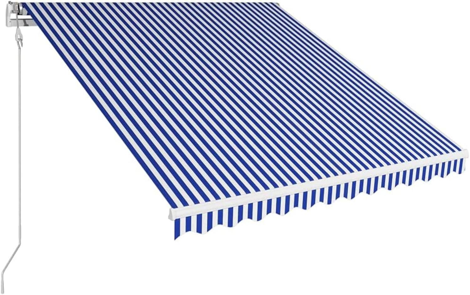 Automatisch Einziehbare Markise 350×250 cm Blau und Weiß Bild 1