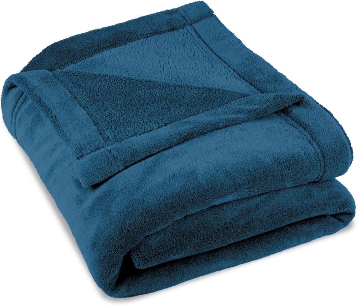 CelinaTex Flauschige Kuscheldecke 150 x 200 cm blau Decke Sofa warm Wohndecke weich Mikrofaser Fleece Oeko-TEX Montreal Bild 1
