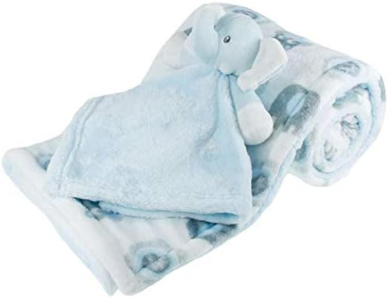 Soft Touch Decke mit kuscheligem Elefanten 70 x 100 cm weiß/blau Bild 1