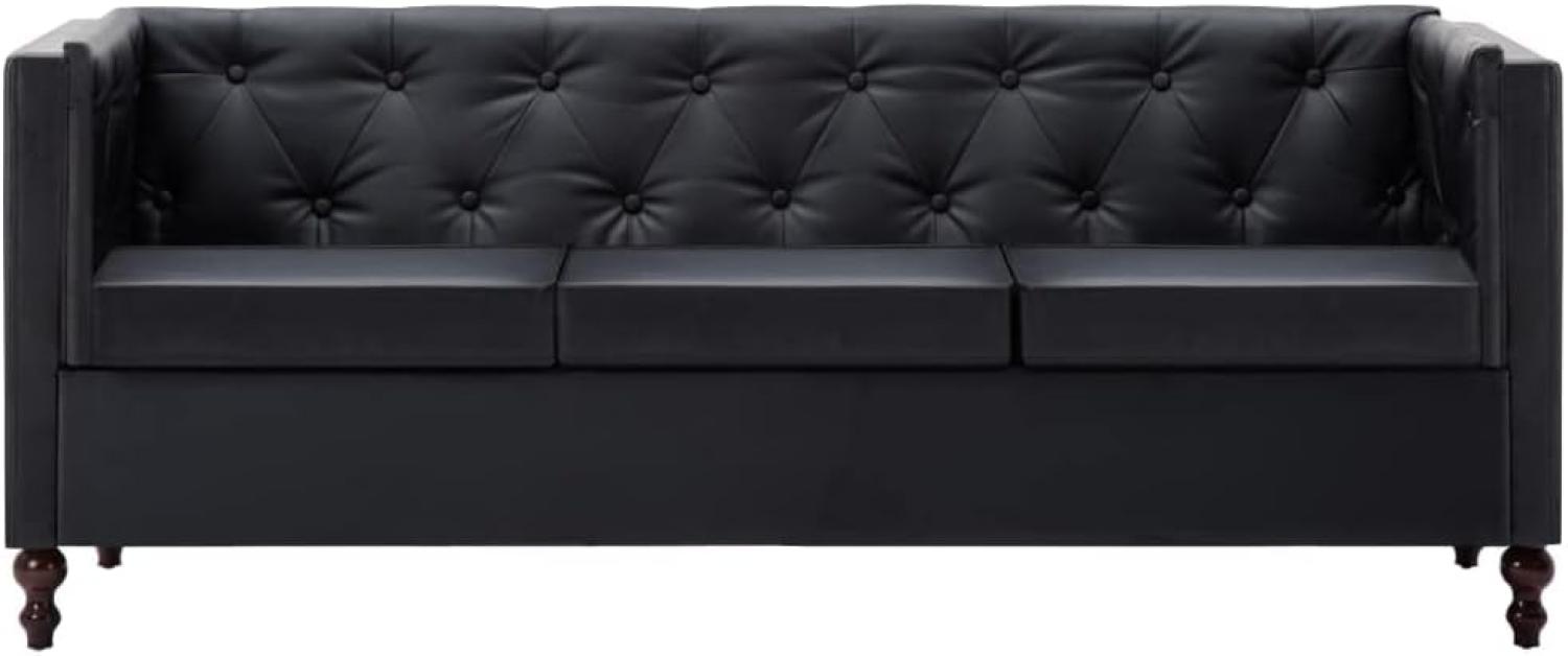 vidaXL Chesterfield-Sofa 3-Sitzer Kunstlederbezug Schwarz Bild 1