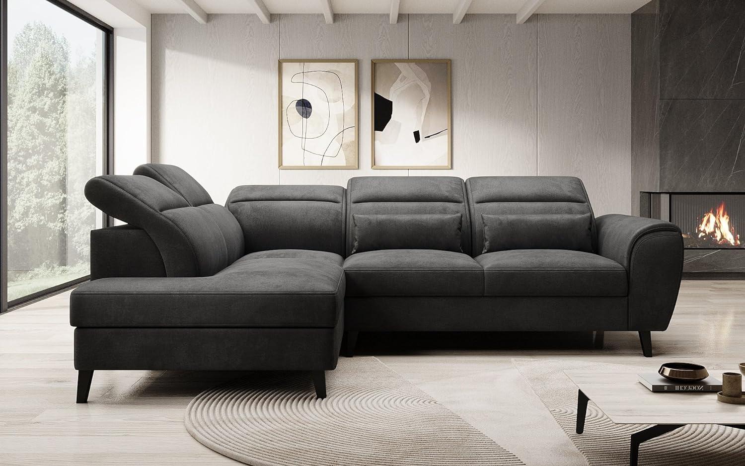 Designer Sofa Nobile mit verstellbarer Rückenlehne Samt Anthrazit Links Bild 1