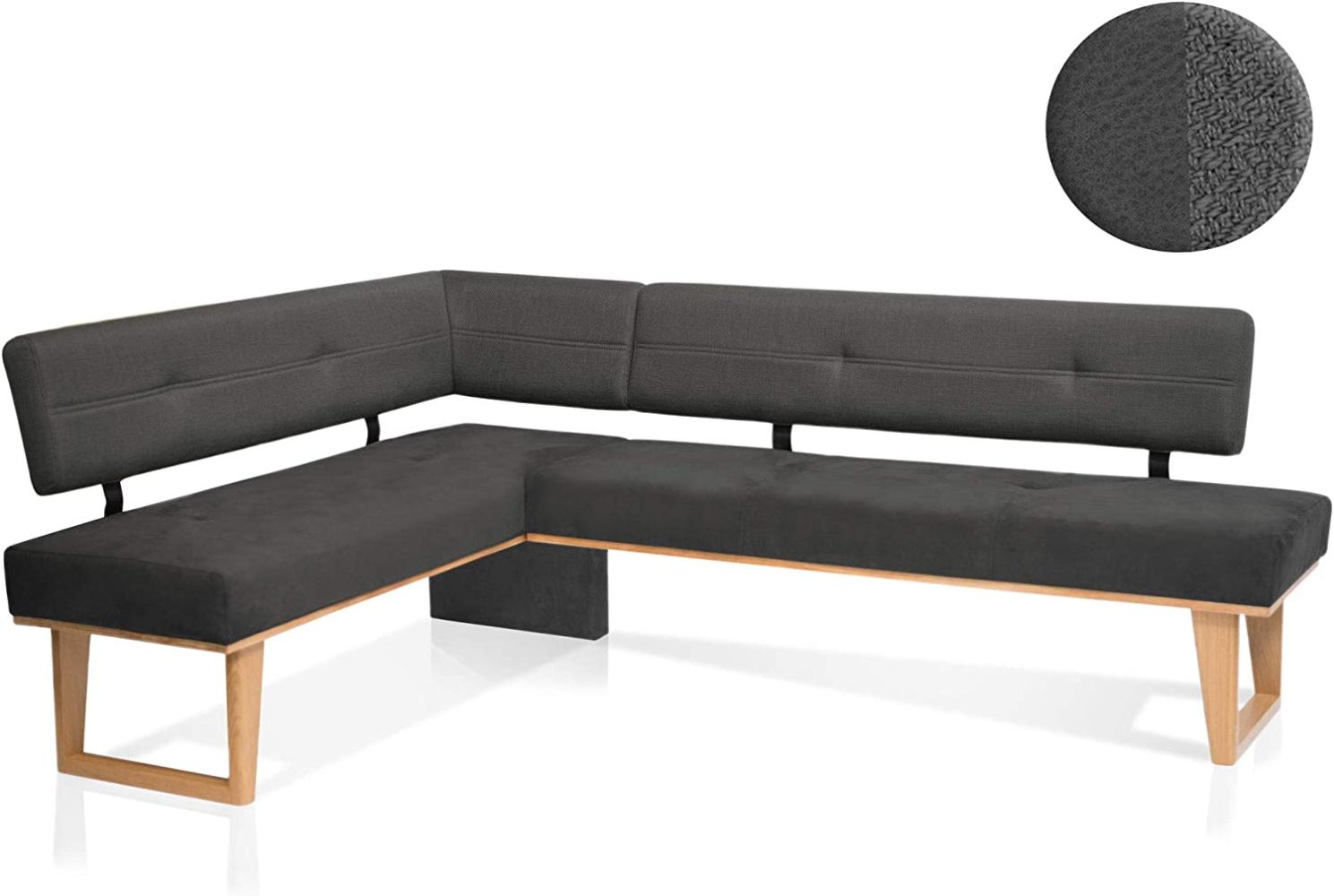 Möbel-Eins COLMI Eckbank, Material Massivholz/Bezug Stoff Eiche 167 x 192 cm dunkelgrau Bild 1