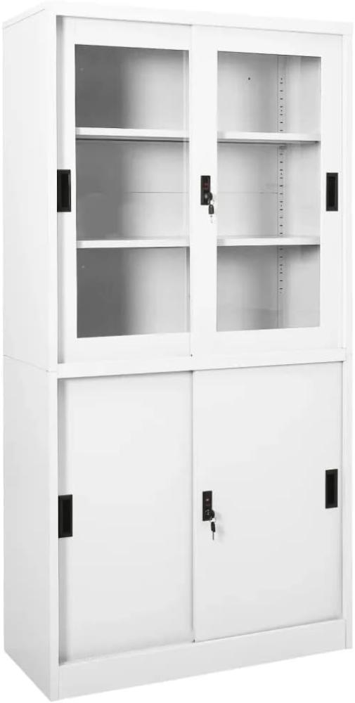 vidaXL Büroschrank mit Schiebetüren Weiß 90x40x180 cm Stahl Bild 1