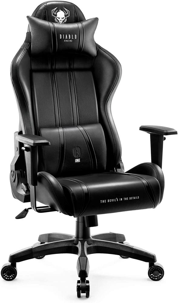 Diablo X-One 2. 0 Gaming Stuhl Bürostuhl Schreibtischstuhl Verstellbare Armlehnen Ergonomisches Design Nacken/-Lendenkissen Schwarz Normal (L) Bild 1