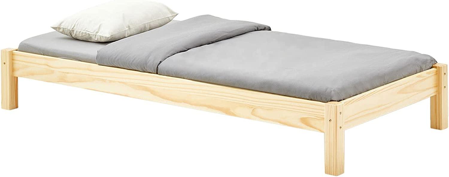 IDIMEX Futonbett Taifun aus massiver Kiefer in Natur, schönes Bett in 90 x 190 cm, praktisches Bettgestell mit Holzfüße Bild 1