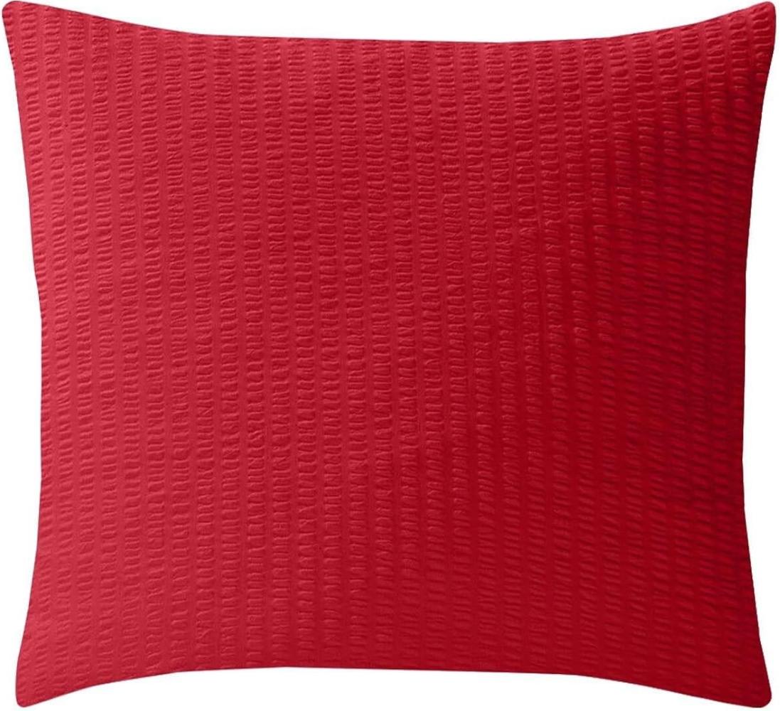 Traumschlaf Uni Seersucker Bettwäsche | Kissenbezug einzeln 80x80 cm | rot Bild 1
