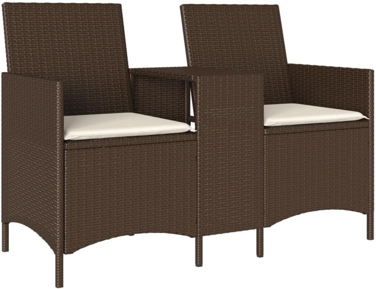 Gartensofa 2-Sitzer mit Tisch und Kissen Braun Poly Rattan 4003885 Bild 1