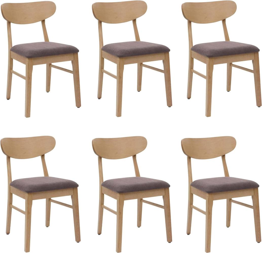 6er-Set Esszimmerstuhl HWC-M59, Küchenstuhl Stuhl, Stoff/Textil Massiv-Holz ~ helles Gestell, taupe Bild 1