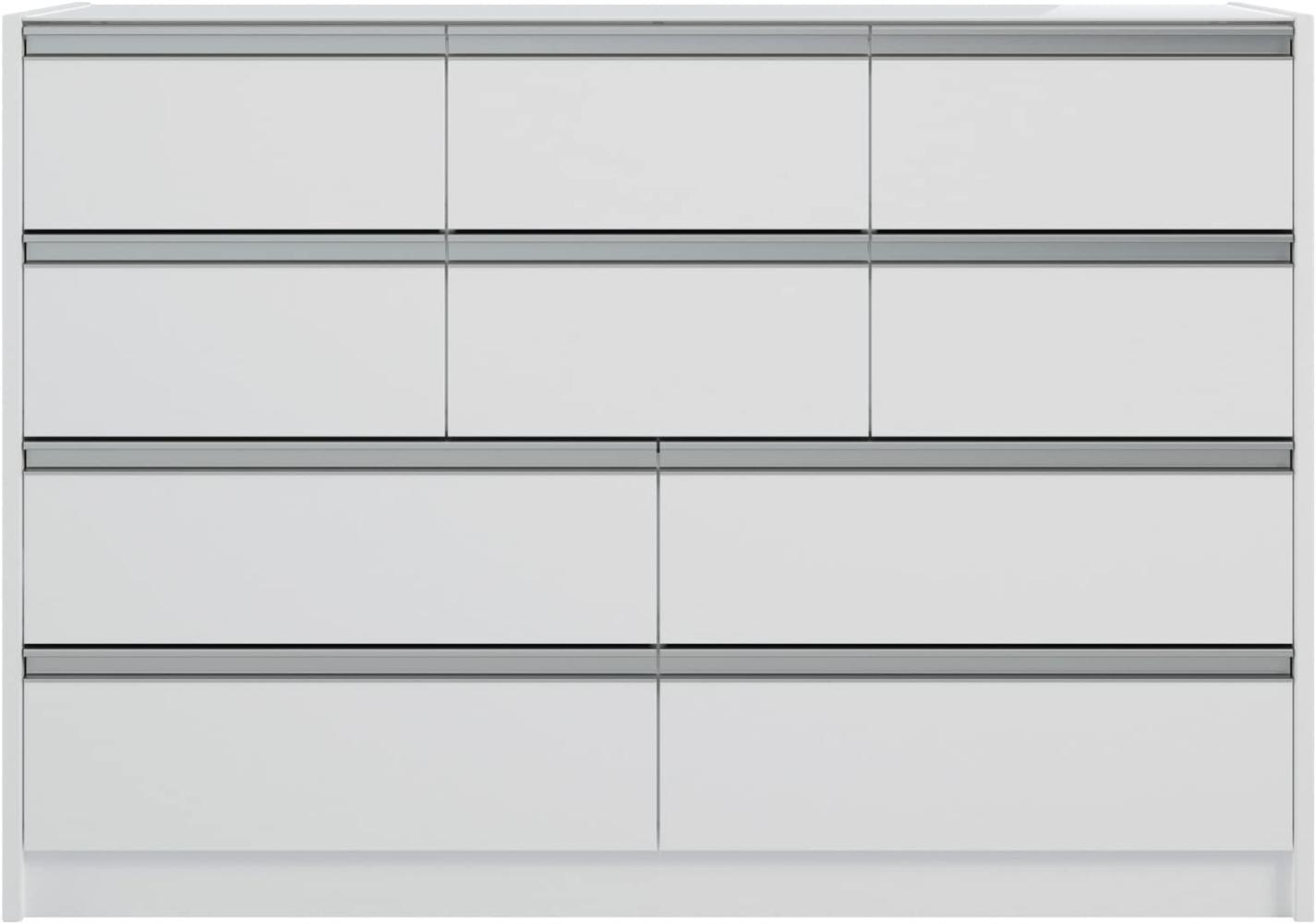 STEENS 'Skyline' Kommode, Weiß inkl. Abdeckplatte aus Glas und 10 Schubladen Bild 1