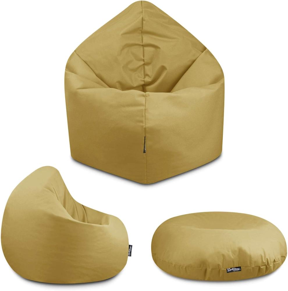 BuBiBag - 2in1 Sitzsack Bodenkissen - Outdoor Sitzsäcke Indoor Beanbag in 32 Farben und 3 Größen - Sitzkissen für Kinder und Erwachsene (100 cm Durchmesser, Sand) Bild 1