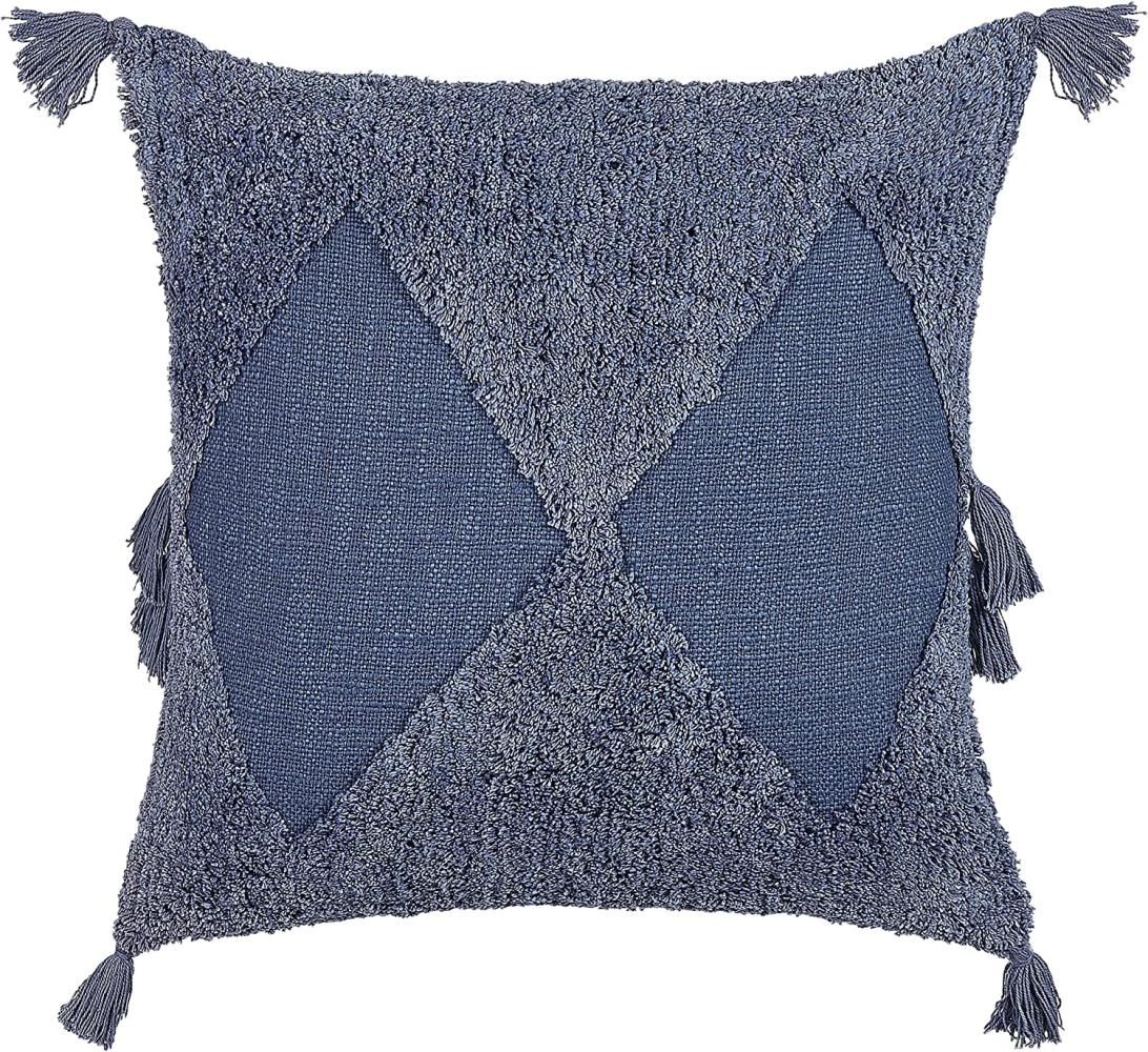 Dekokissen geometrisches Muster Baumwolle blau getuftet 45 x 45 cm AVIUM Bild 1