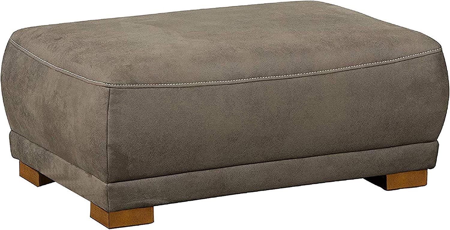 Cavadore Sofa-Hocker "Modeo" / Sitzhocker für Sofa mit moderner Kontrastnaht / Hochwertiger Mikrofaser-Bezug in Wildlederoptik / Holzfüße / Maße: 100x40x66 cm (BxHxT) / Farbe: Savannah (hellbraun) Bild 1