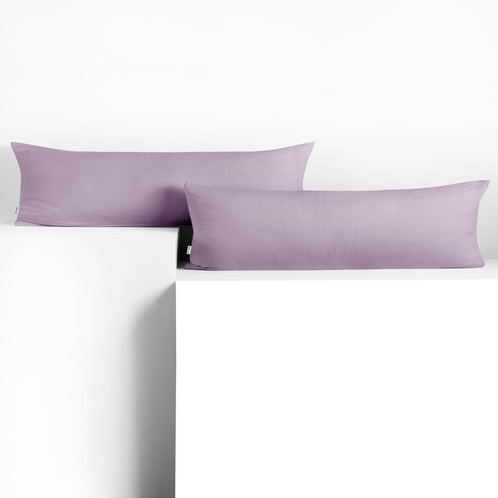 DecoKing 2 Kissenbezüge 40x145 cm Jersey Baumwolle Reißverschluss violett Amber Bild 1