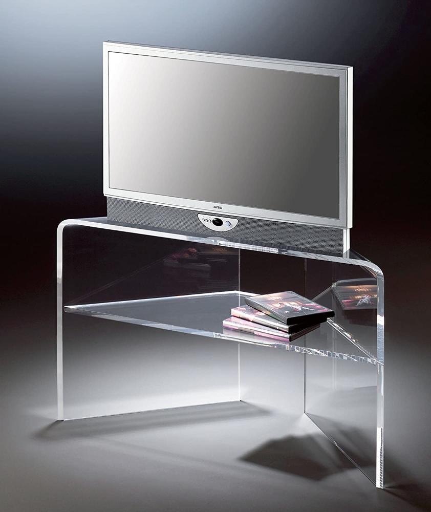 Hochwertiger Acryl-Glas TV-Eck-Tisch, TV-Eck-Rack, klar, 20 / 90 x 35 cm, H 50 cm, Acryl-Glas-Stärke 12 mm, 20 / 90 x 35 cm, H 50 cm, Bild 1