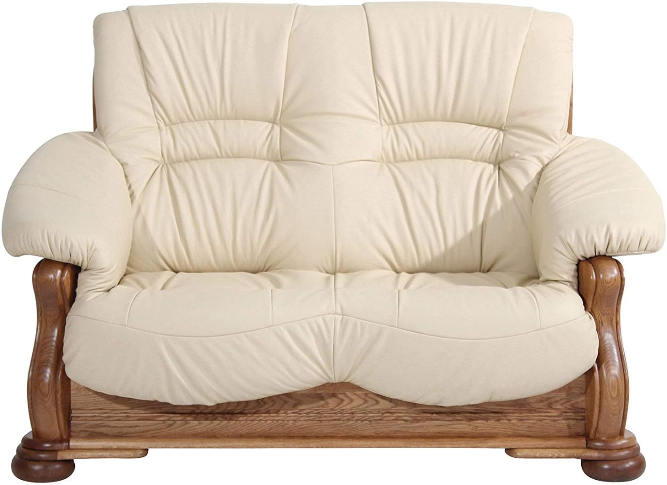 Tennessee Sofa 2-Sitzer Echtleder Beige Eiche rustikal Bild 1