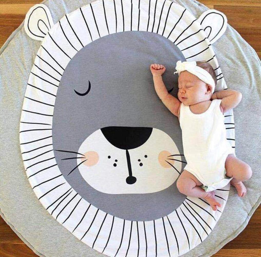 KIKOM Baby Krabbeldecke Cartoon Tier Baby Spielmatte Spieldecke Baumwolle Weiche Schlafteppich für Baby Kinder 90CM (Löwe) Bild 1