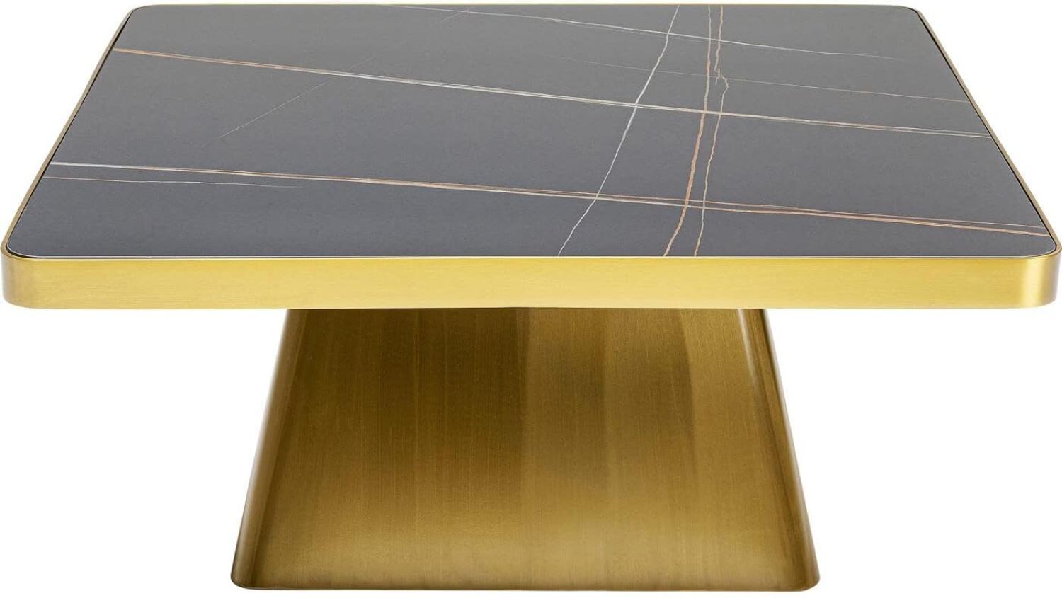 Kare Design Couchtisch Miler, Gold, 80x80cm, Beistelltisch, Stahlgestell, Marmor Tischplatte, 36x80x80 cm (H/B/T) Bild 1