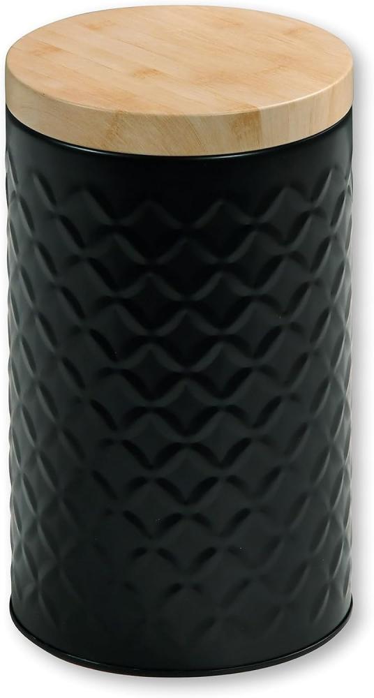 Kesper Metall Aufbewahrungsdose schwarz mit Deckel in Bambusoptik, Ø 11xH18,5 cm Bild 1