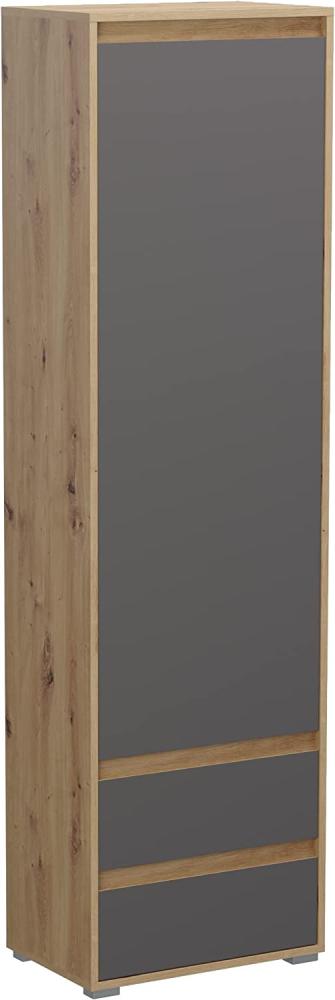 Garderobenschrank / Schuhschrank Torino in grau und Eiche 54 x 193 cm Bild 1