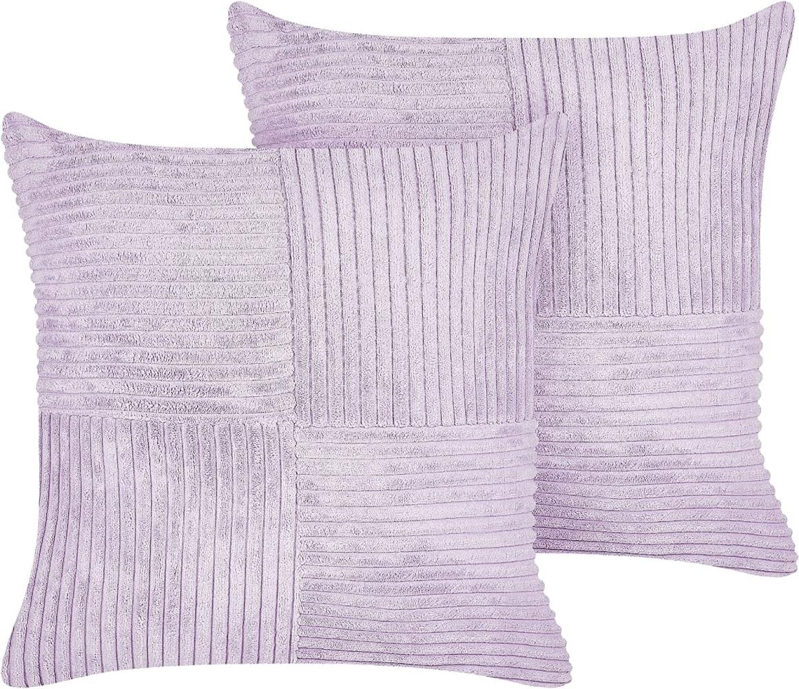 Dekokissen Cord violett 43 x 43 cm 2er Set MILLET Bild 1