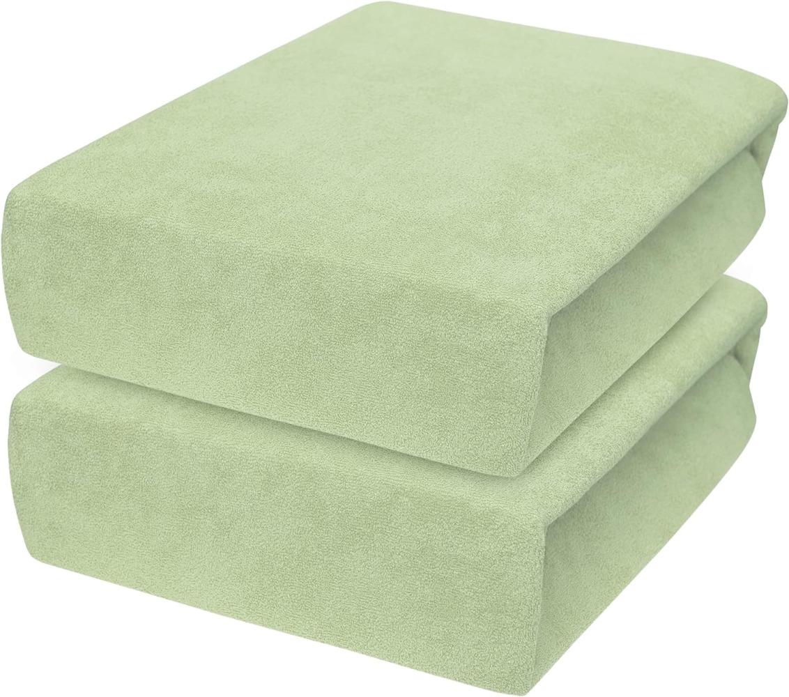 2 x Baby Comfort Frottee Spannbettlaken für 90x55 cm Nachttischbett Kinderbett Matratze (grün) Bild 1