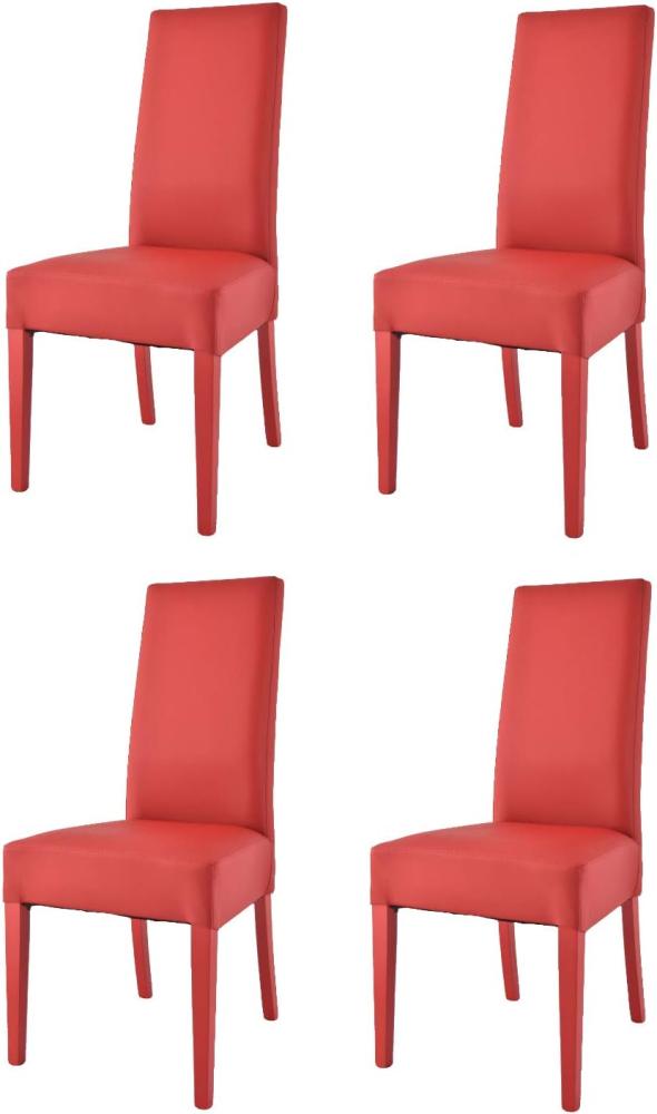 Tommychairs - 4er Set Moderne Stühle Luisa für Küche und Esszimmer, robuste Struktur aus lackiertem Buchenholz Farbe Rot, Gepolstert und mit Kunstleder in der Farbe Rot bezogen Bild 1