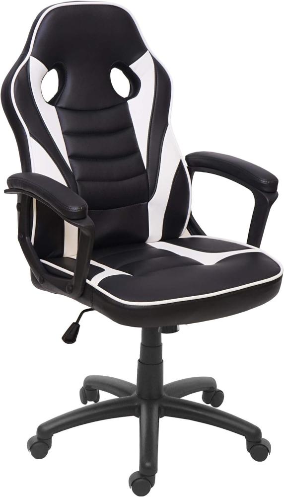 Bürostuhl HWC-F59, Schreibtischstuhl Drehstuhl Racing-Chair Gaming-Chair, Kunstleder ~ schwarz/weiß Bild 1