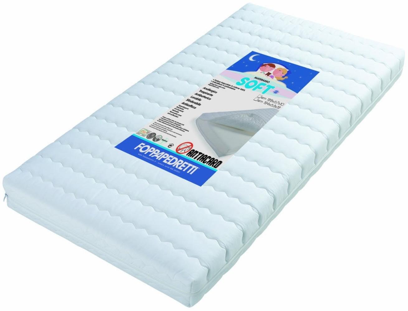 Foppapedretti Soft, Kinderbettmatratze, Bezug aus 100 % Baumwolle, abnehmbar und waschbar, Füllung aus Polyurethan, 124 x 63 x 12 cm, weiß Bild 1