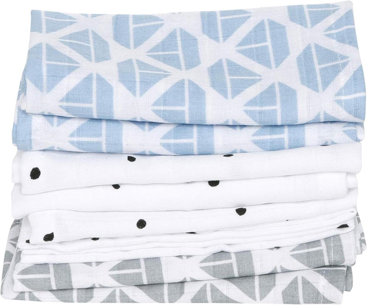 Baby Waschtücher aus Baumwoll-Musselin, Baby Waschlappen - (7 Stück), 30x30 cm, Öko-Tex Standard 100, Schiffe blau Bild 1