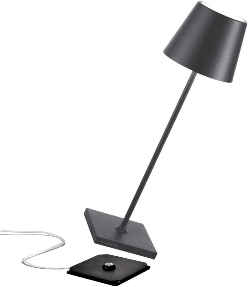 Zafferano Poldina Pro Dimmbare LED-Tischlampe aus Aluminium dunkel grau Bild 1