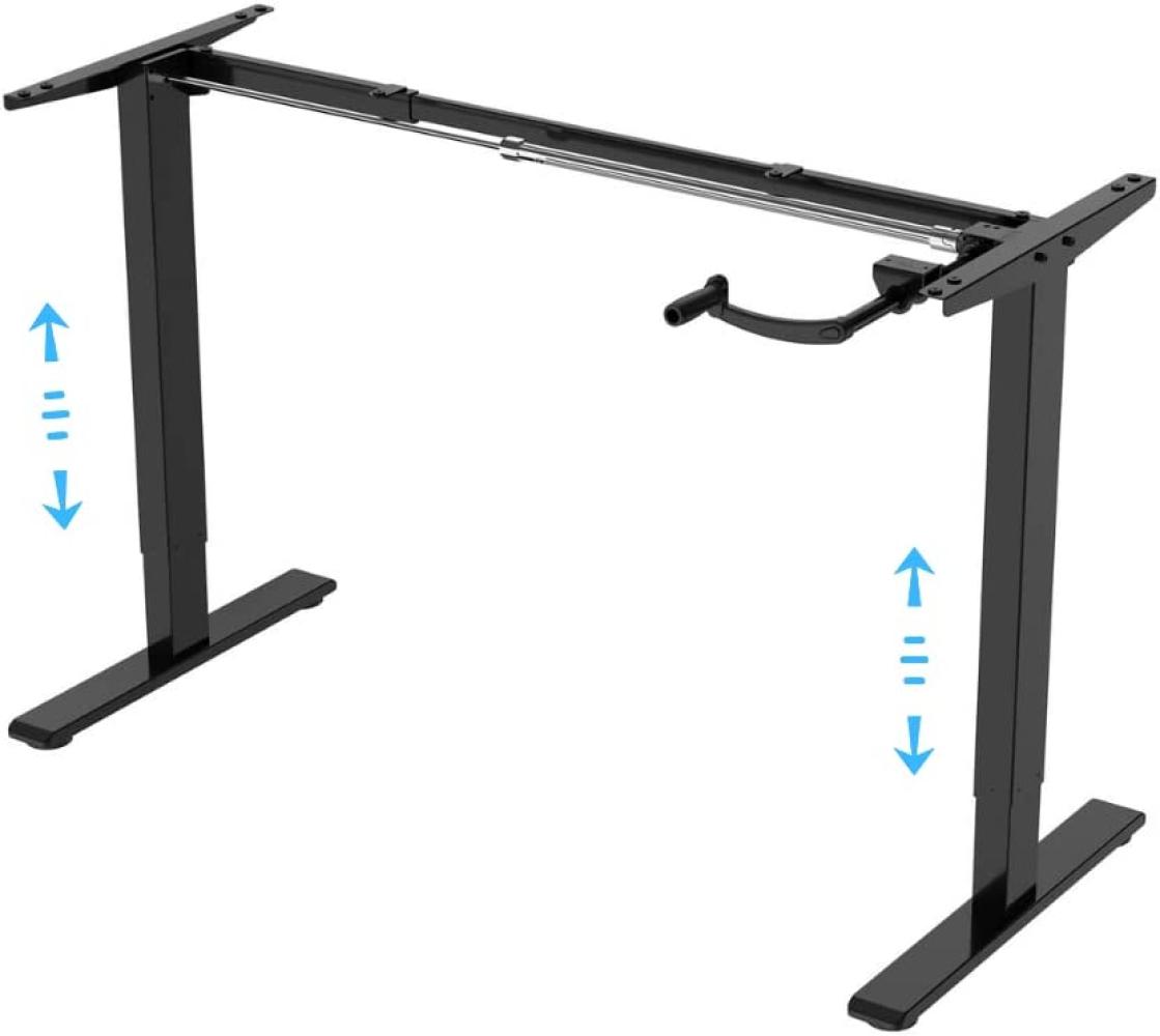 E.For.U® E3 höhenverstellbarer Schreibtisch Kurbelverstellbares Tischgestell (Manuell, Schwarz) Bild 1