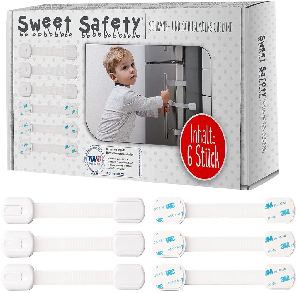 Sweet Safety® Baby Schubladensicherungen – Bombenfest – TÜV-geprüfte Kindersicherung für Möbel – 6 Stück Bild 1