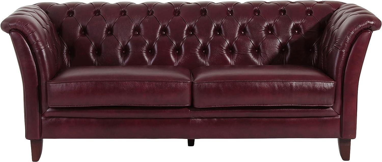 Norfolk Sofa 2,5-Sitzer Wischleder Rot Buche Nussbaumfarben Bild 1