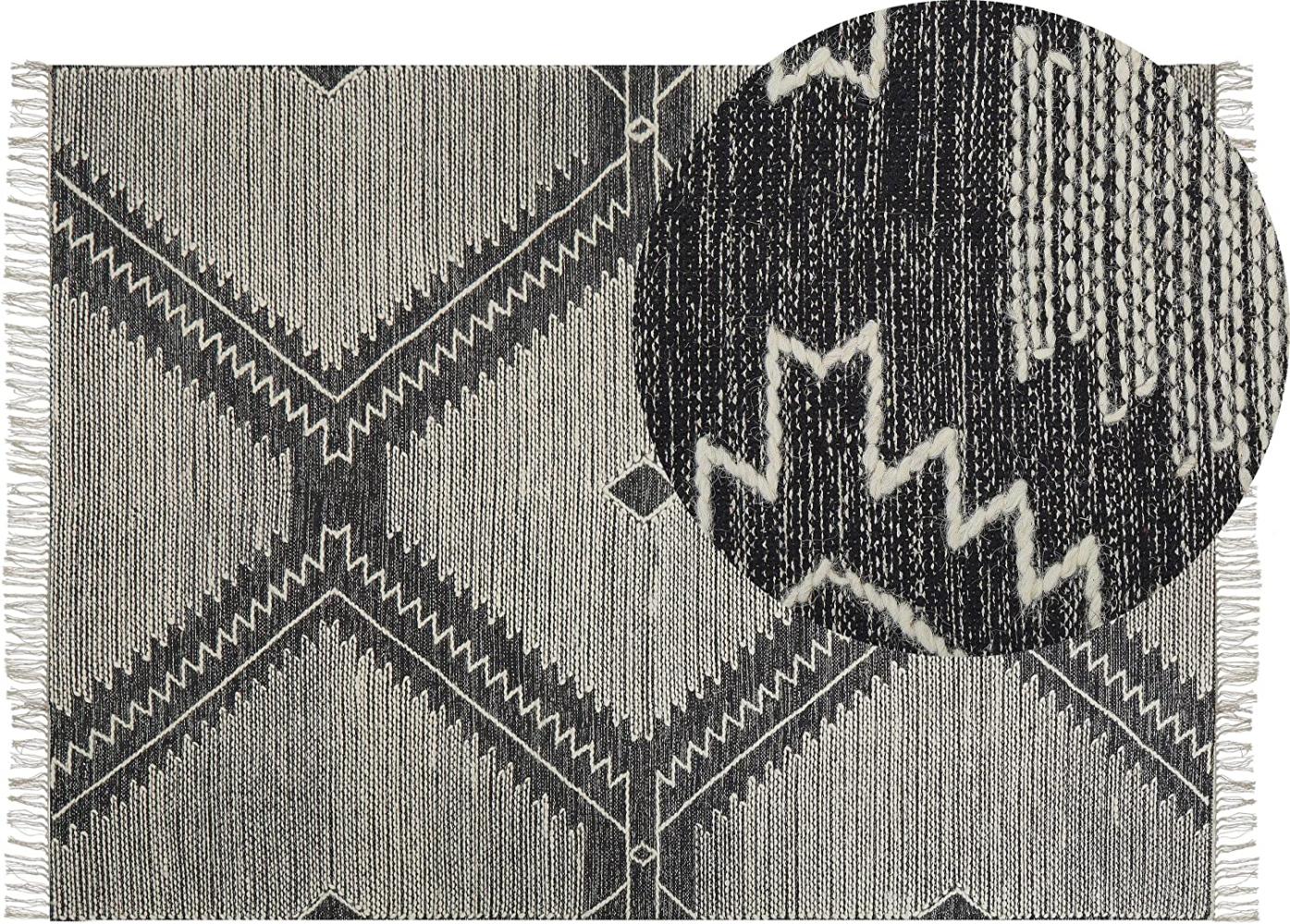 Teppich Baumwolle schwarz weiß 140 x 200 cm Kurzflor ARBAA Bild 1