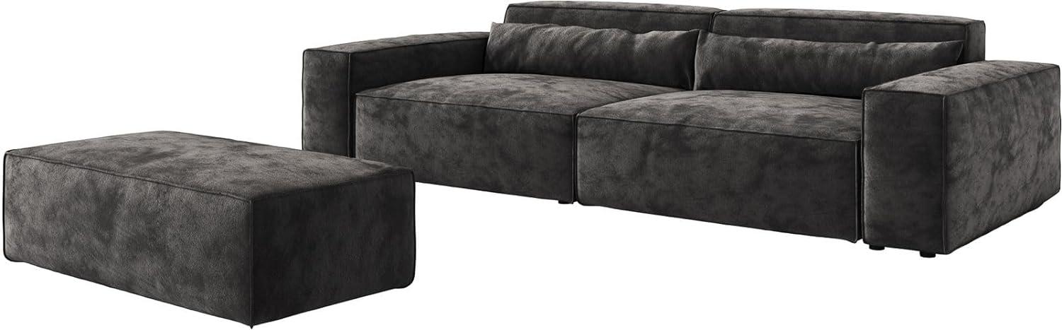 Big-Sofa Sirpio XL 270x130 cm Mikrofaser Schwarz mit Hocker Bild 1