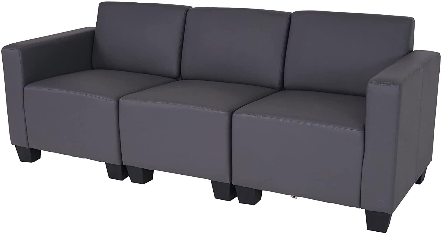 Modular 3-Sitzer Sofa Couch Lyon, Kunstleder ~ dunkelgrau Bild 1