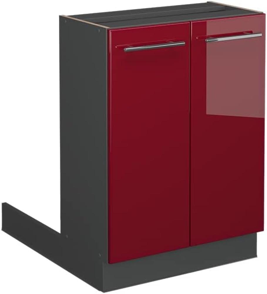 Vicco Küchenschrank Küchenmöbel Fame-Line modern Küche Einbauküche Küchenzeile Blende Unterschrank Hochschrank Hängeschrank (Anthrazit-Bordeaux-Rot Hochglanz, Regalinselunterschrank 60 cm) Bild 1