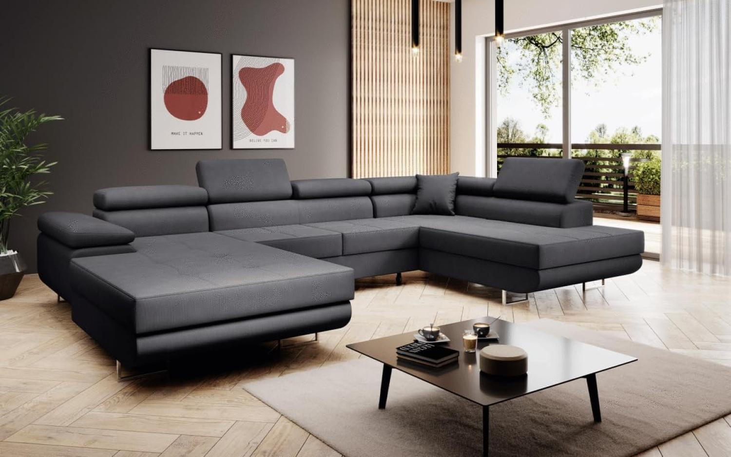 Designer Sofa Matera mit Schlaf und Klappfunktion (Stoff) Anthrazit Bild 1