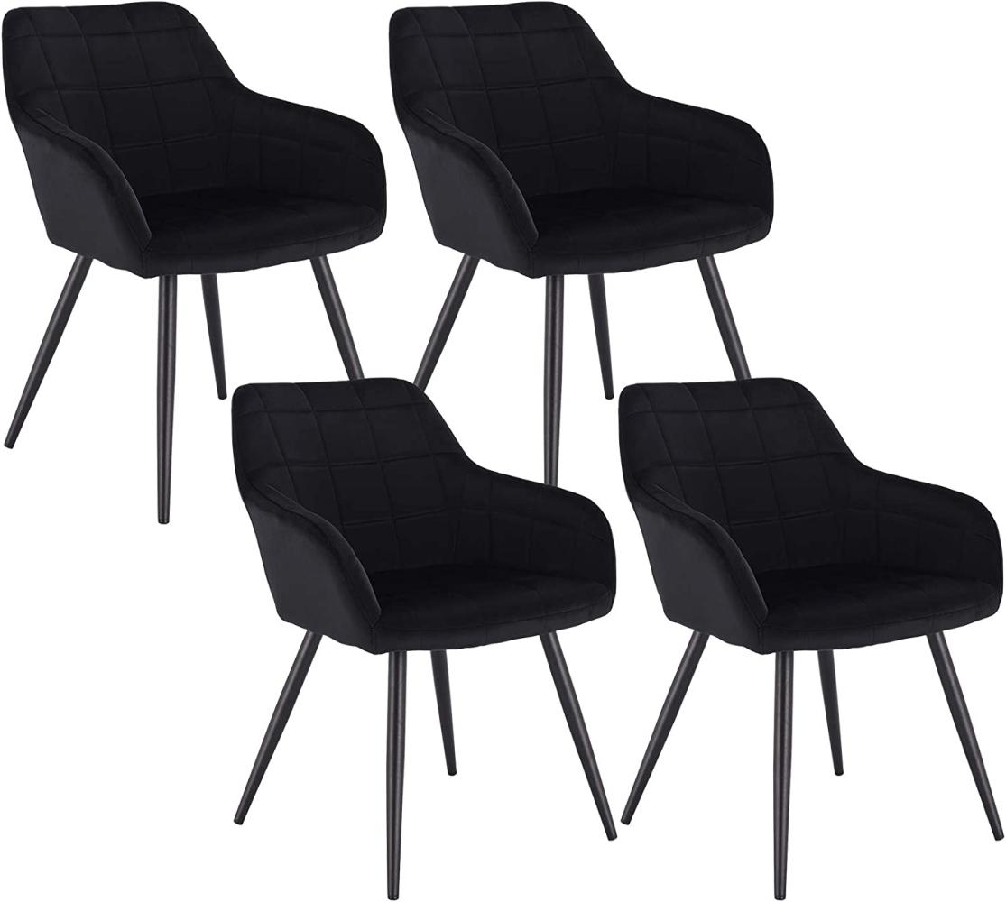 WOLTU 4 x Esszimmerstühle 4er Set Esszimmerstuhl Küchenstuhl Polsterstuhl Design Stuhl mit Armlehne, mit Sitzfläche aus Samt, Gestell aus Metall, Schwarz, BH93sz-4 Bild 1