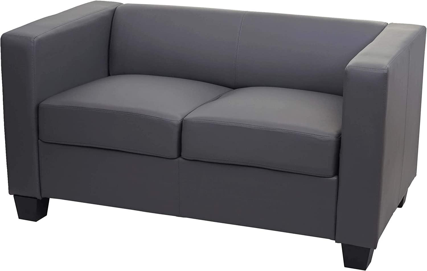 2er Sofa Couch Loungesofa Lille ~ Kunstleder, dunkelgrau Bild 1