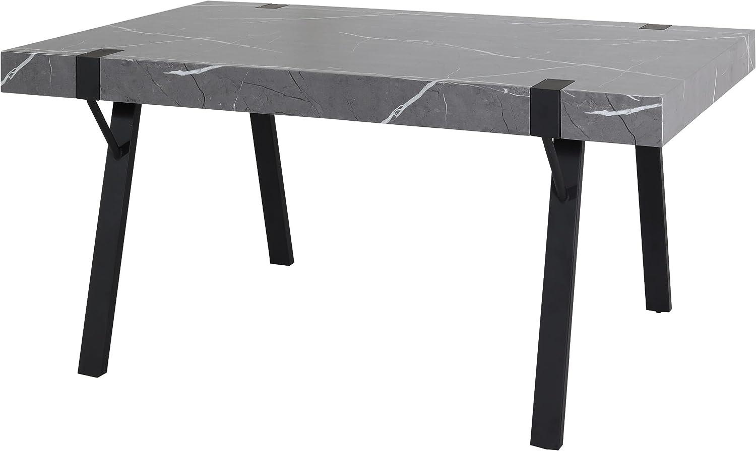 Esstisch HWC-L54, Tisch Küchentisch Esszimmertisch, Industrial Metall 150x90cm ~ Marmor-Optik grau Bild 1