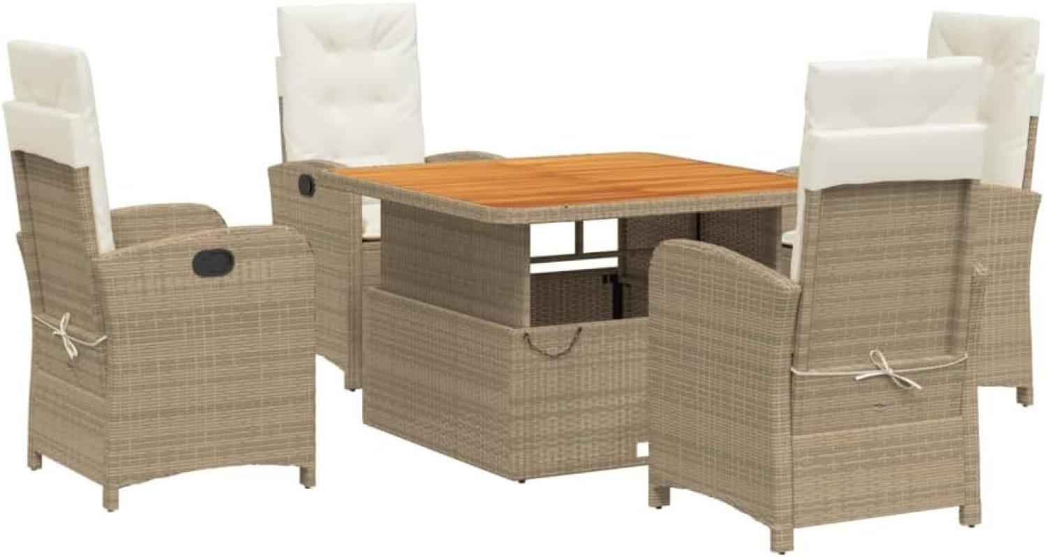 5-tlg. Garten-Essgruppe mit Kissen Beige Poly Rattan Bild 1