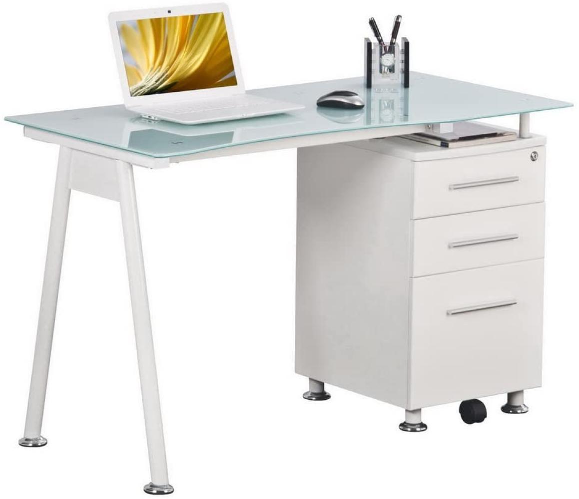 hjh 'Office' Schreibtisch mit Standcontainer, Nero/ weiß, 76 x 120 x 60 cm Bild 1
