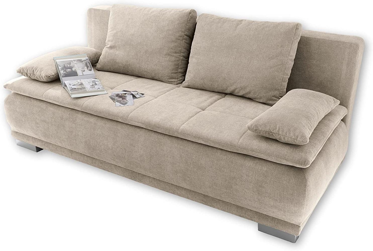 Couch Sofa Zweisitzer LUIGI Schlafcouch Schlafsofa ausziehbar sand beige 208cm Bild 1