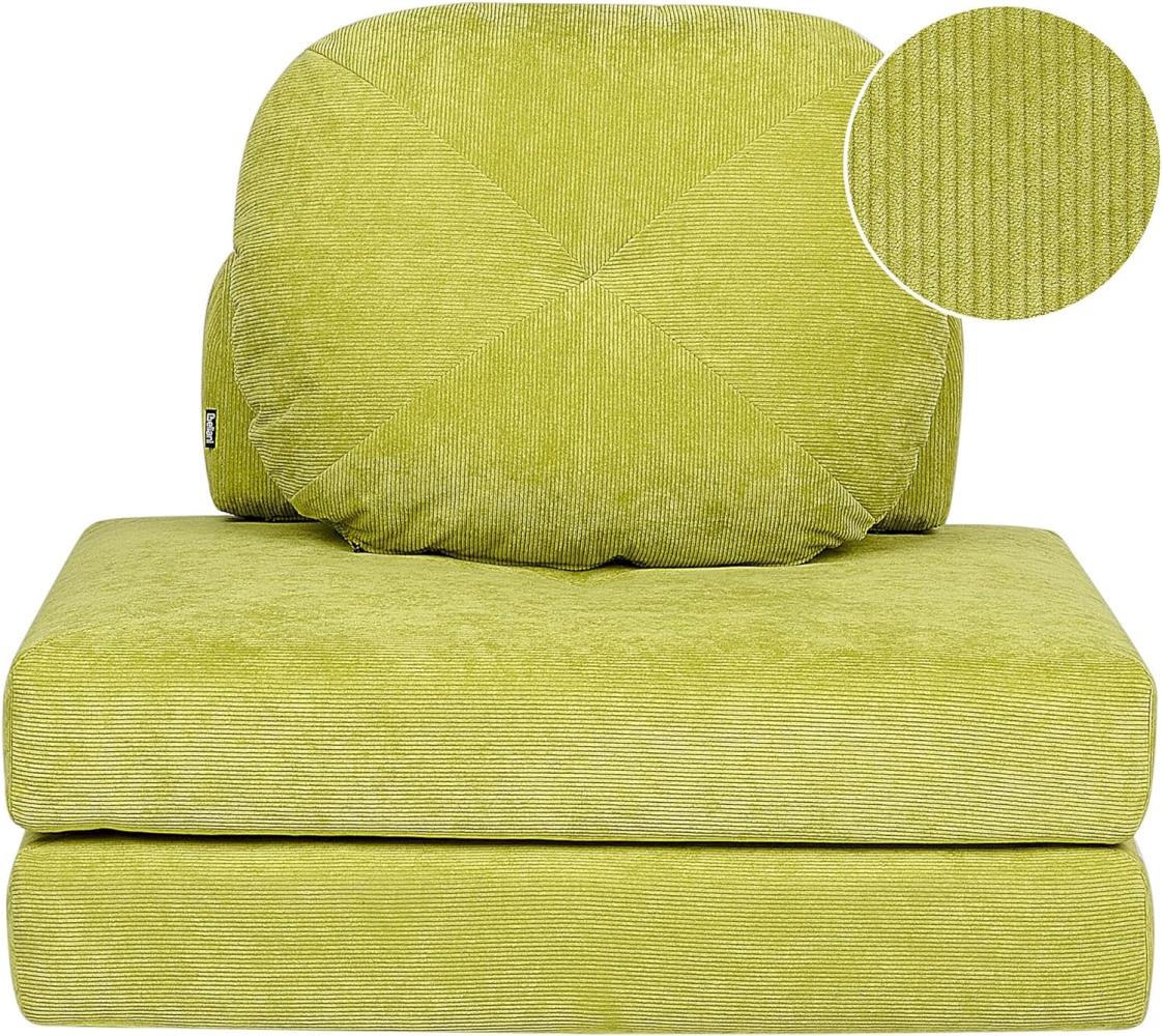 1-Sitzer Bodensofa Cord hellgrün mit Schlaffunktion OLDEN Bild 1